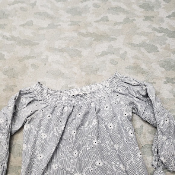 Rock & Roll Cowgirl Top Womens Large Blue Off Shoulder Long Sleeve - Picture 3 of 9